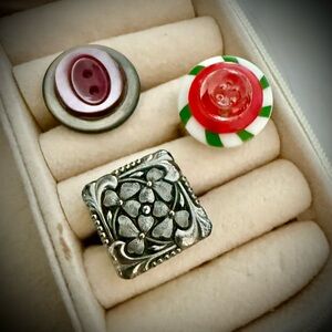 Vintage Button Collection with Silver Accent